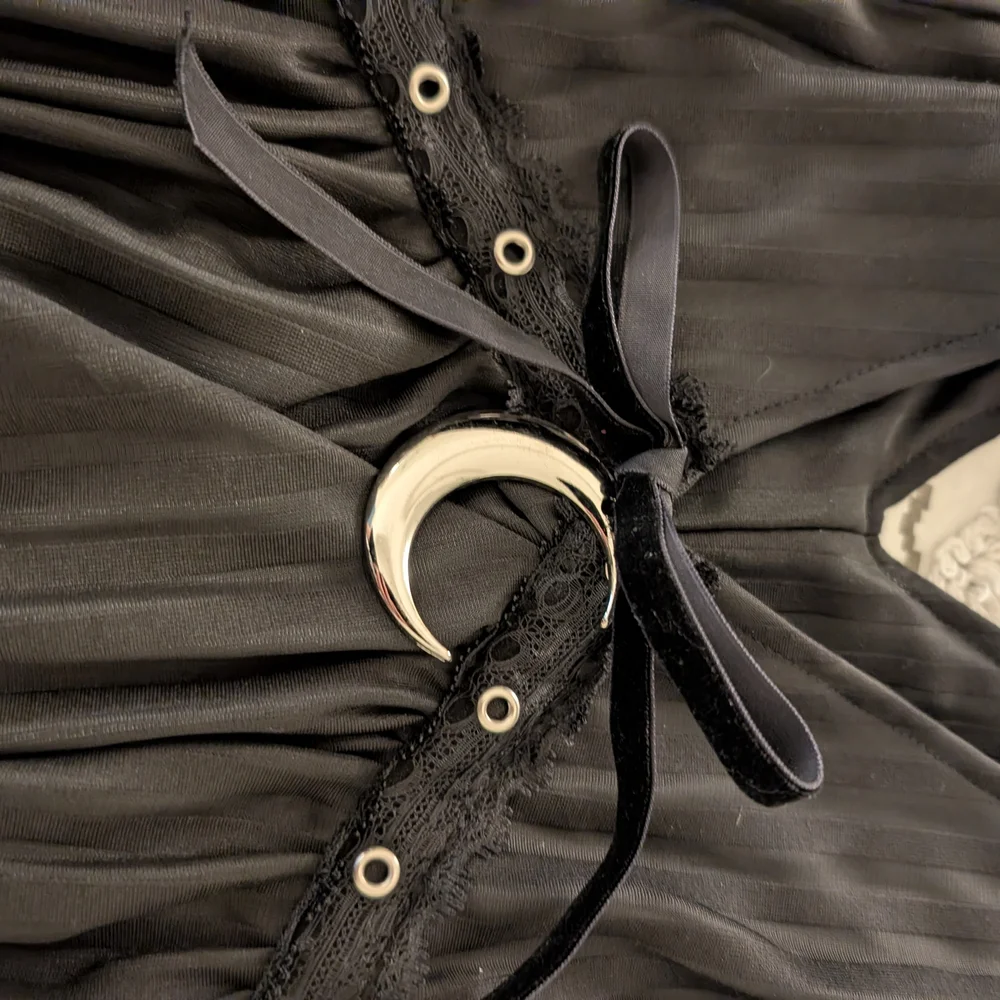 Black Mini Dress with Eyelet Details - Picture 6 of 6